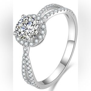 14K White Gold 1.0 Carat Cubic Zirconia 4-prong Engagement Ring - Size 9
